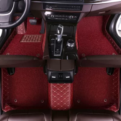 Modelə uyğun ayaqaltı — Q7 all-inclusive car mat - ordinary-double-wine-red-wine-red-silk-ring