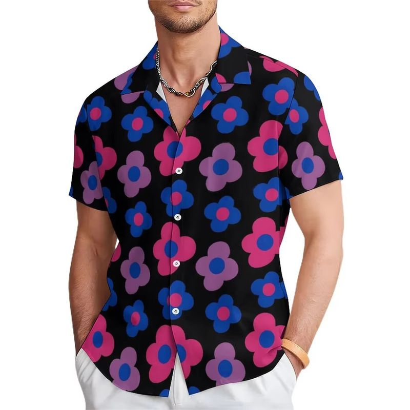 Fashionable Men's Casual Versatile Floral Print Niche Design Short-Sleeved Shirt Fashionable Men's Casual Versatile Floral Print Niche Design Short-Sleeved Shirt