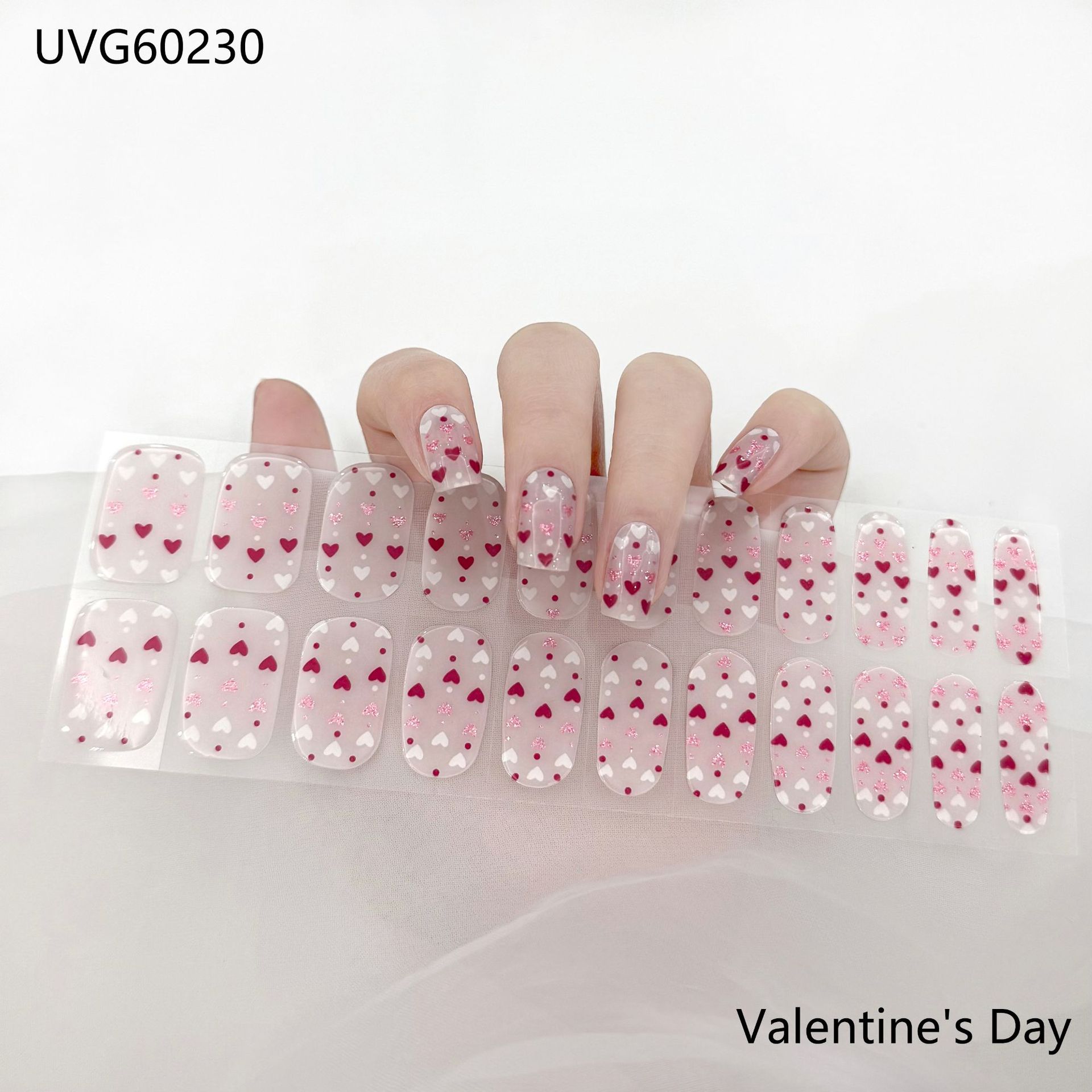 Pegatinas de uñas de gel UV transparentes efecto hielo, semicuradas, con lámina dorada, fototerapia, efecto película de aceite