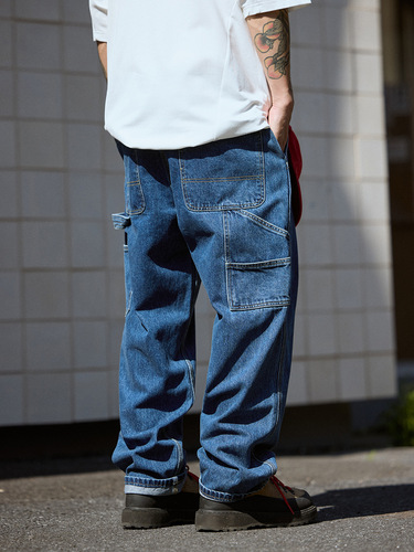 TRS Men's Clothing | 25SS Japanese Loose Snow Washed Distressed Workwear B11 Logging Pants Casual Jeans for Men