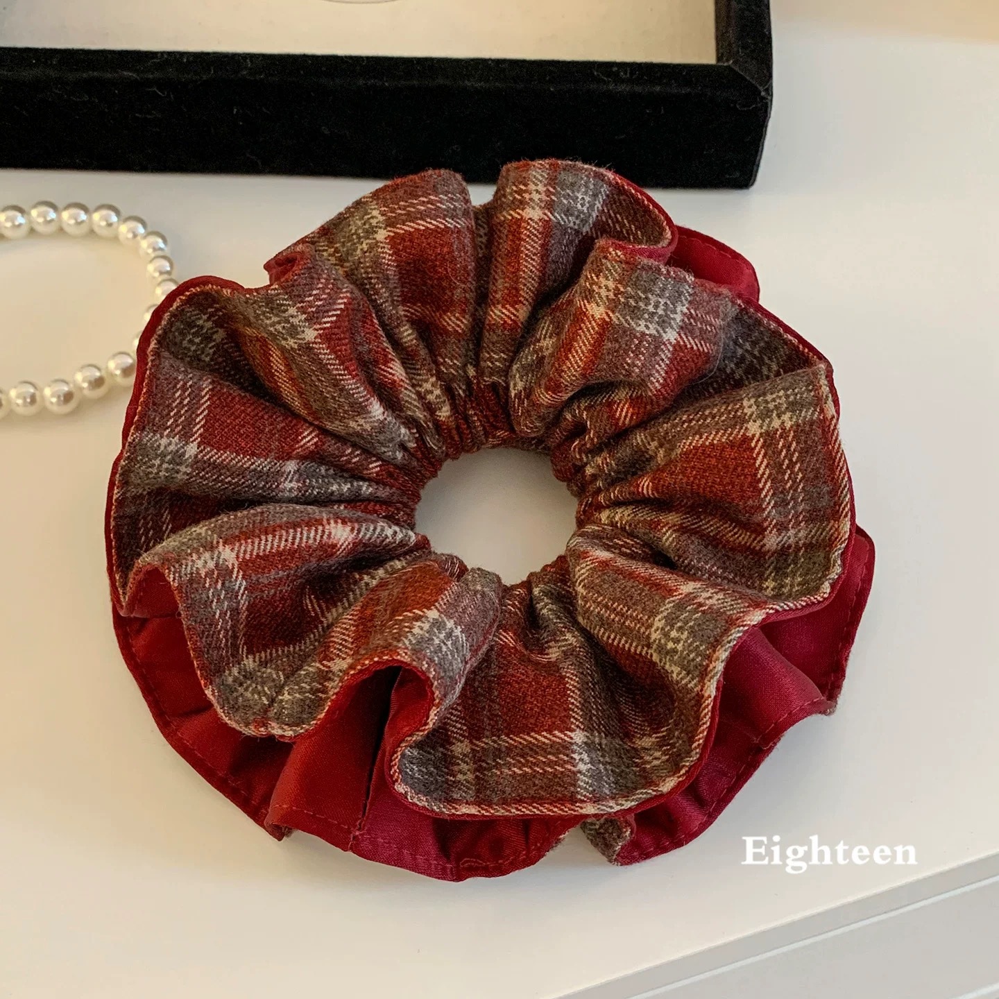 50# red plaid double ab side double layer about 14cm