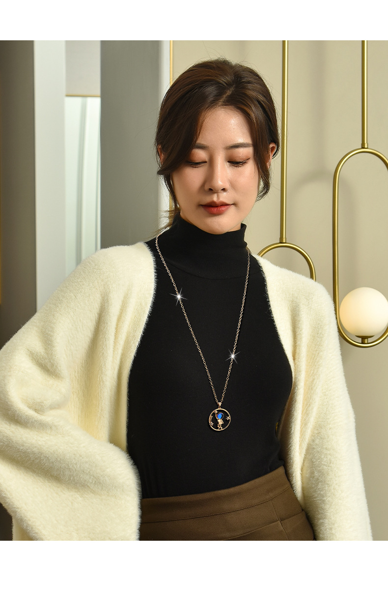 Chinoiserie Cartoon Character Titanium Steel Plating Pendant Necklace Colorza_colorza_3