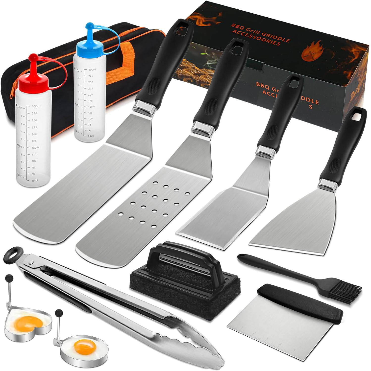 Spot Amazon venta transfronteriza de acero inoxidable conjunto de herramientas de parrilla BBQ tepanyaki hamburguesas cocina cocina cocina cocina