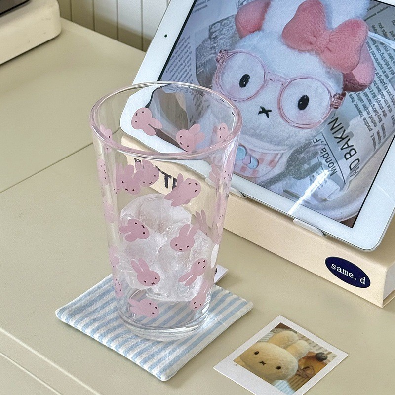 ins风可爱玻璃杯印花新款水杯兔子高颜值大容量牛奶咖啡杯玻璃杯|undefined