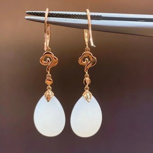 Fubei Diamond Jewelry [18K Gold Inlaid Hetian White Jade Lock-Shaped Pendant] Loose Stone Size Is about 15*20mm