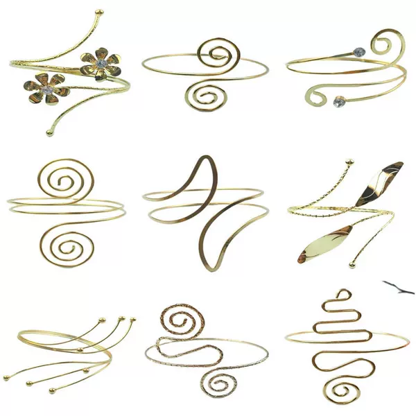 Factory Direct Sales Cross-Border Fashion Spiral Thread Geometric Bracelet Curtain Buckle Exaggerated Flower Arm Bracelet Diamond Open Arm Bracelet