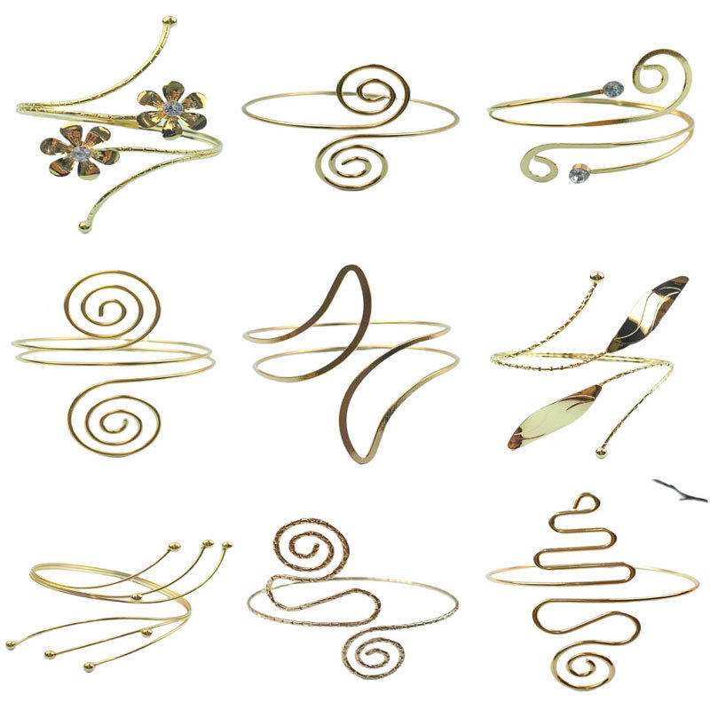 Factory Direct Sales Cross-Border Fashion Spiral Thread Geometric Bracelet Curtain Buckle Exaggerated Flower Arm Bracelet Diamond Open Arm Bracelet Factory Direct Sales Cross-Border Fashion Spiral Thread Geometric Bracelet Curtain Buckle Exaggerated Flower Arm Bracelet Diamond Open Arm Bracelet