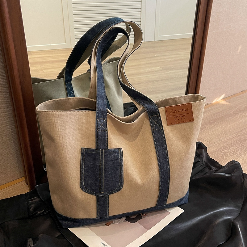 Damen Tragetasche Aus Canvas, Modische Schultertasche Farbig_voghion.com