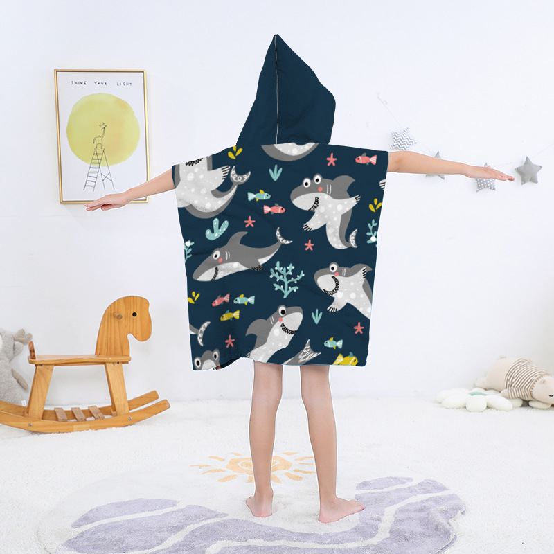 Toallas de baño para niños capa de bata de baño con capucha con estampado de dibujos animados digital capa de toalla de baño de secado rápido y absorbente
