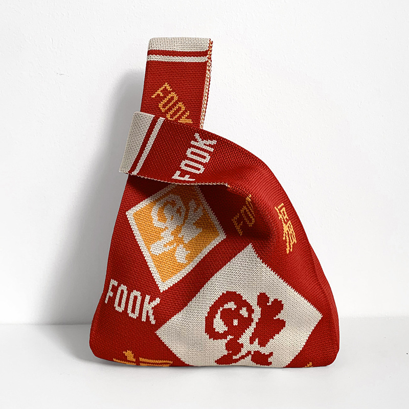 Bolsa de hombro de Año Nuevo rojo regalos festivos moda personalidad de gran capacidad bolso de punto regalo chino