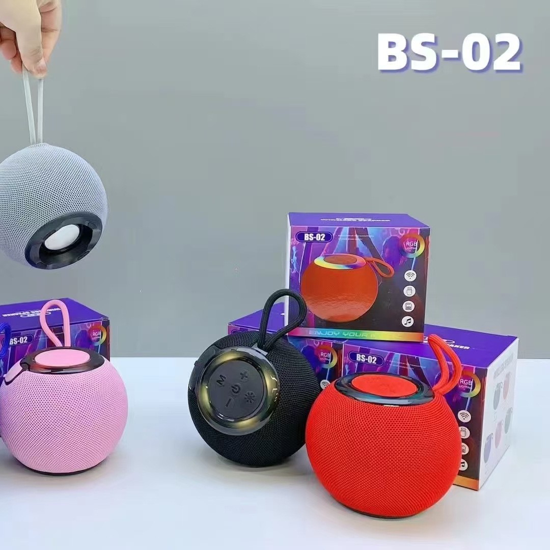 Comercio exterior nuevo pequeño redondo manzana altavoz inalámbrico bluetooth tela portátil tarjeta de enchufe de cuerda pequeña sonido bs - 02