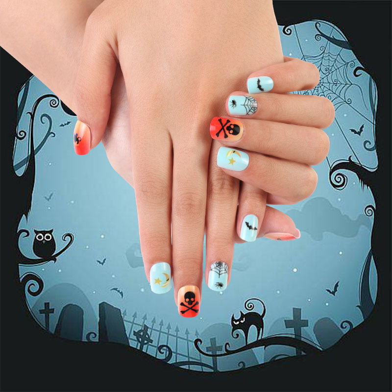 Transfronterizos amazonas usas uñas Halloween esmalte de uñas brujas cabeza de araña tela de araña usas pegatinas de uñas