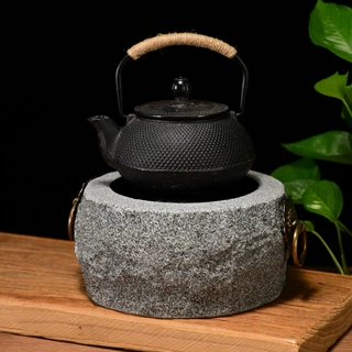石头围炉煮茶小火炉烧烤炭炉取暖烤茶石头烤火盆茶罐罐茶炉石头炉