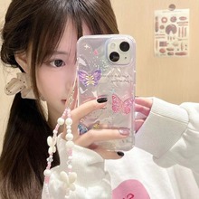 水波纹立体蝴蝶ins风适用iPhone15promax手机壳苹果13/14女软硅胶