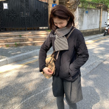 hers2025冬季新款韩系小个子菱格纹棉服短款正反两面穿外套女棉衣