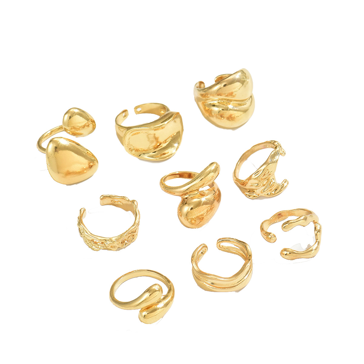 Set di anelli designer geometrici in metallo placcato donna_voghion.com