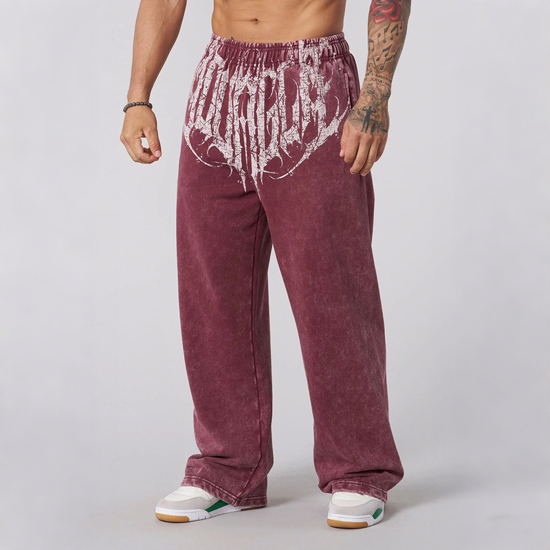 American Trendy Brand Youngla Men's Sports Pants Jogging Fitness Training Casual Loose European Size Straight Pants