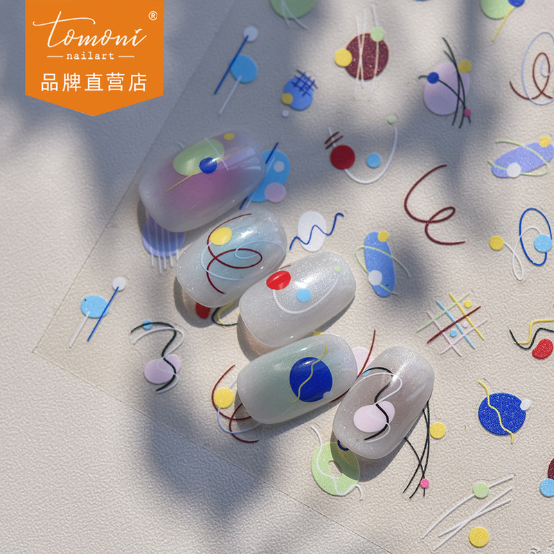 Tomoni Thin and Tough Nail Art Stickers Popular Cute Panda Nail Stickers Factory Geometric Summer Stickers 4166