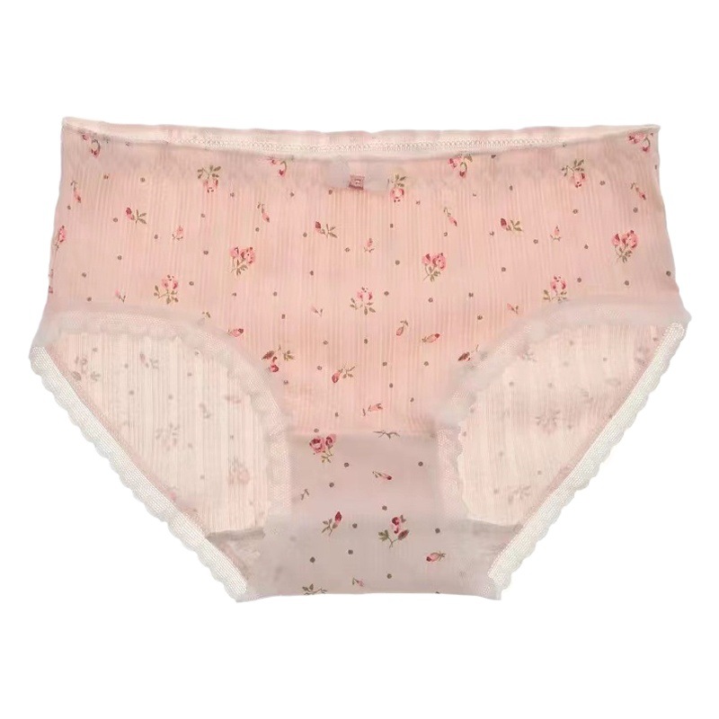 ¿Dónde hay chicas que no les gustan las flores ni el romance? Ropa interior floral de algodón puro para niñas, dulce y delicada. image 1