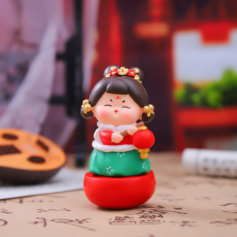 新款国风古典唐宫赋不倒翁小姐姐小号摆件创意桌面摆件送朋友礼物|undefined