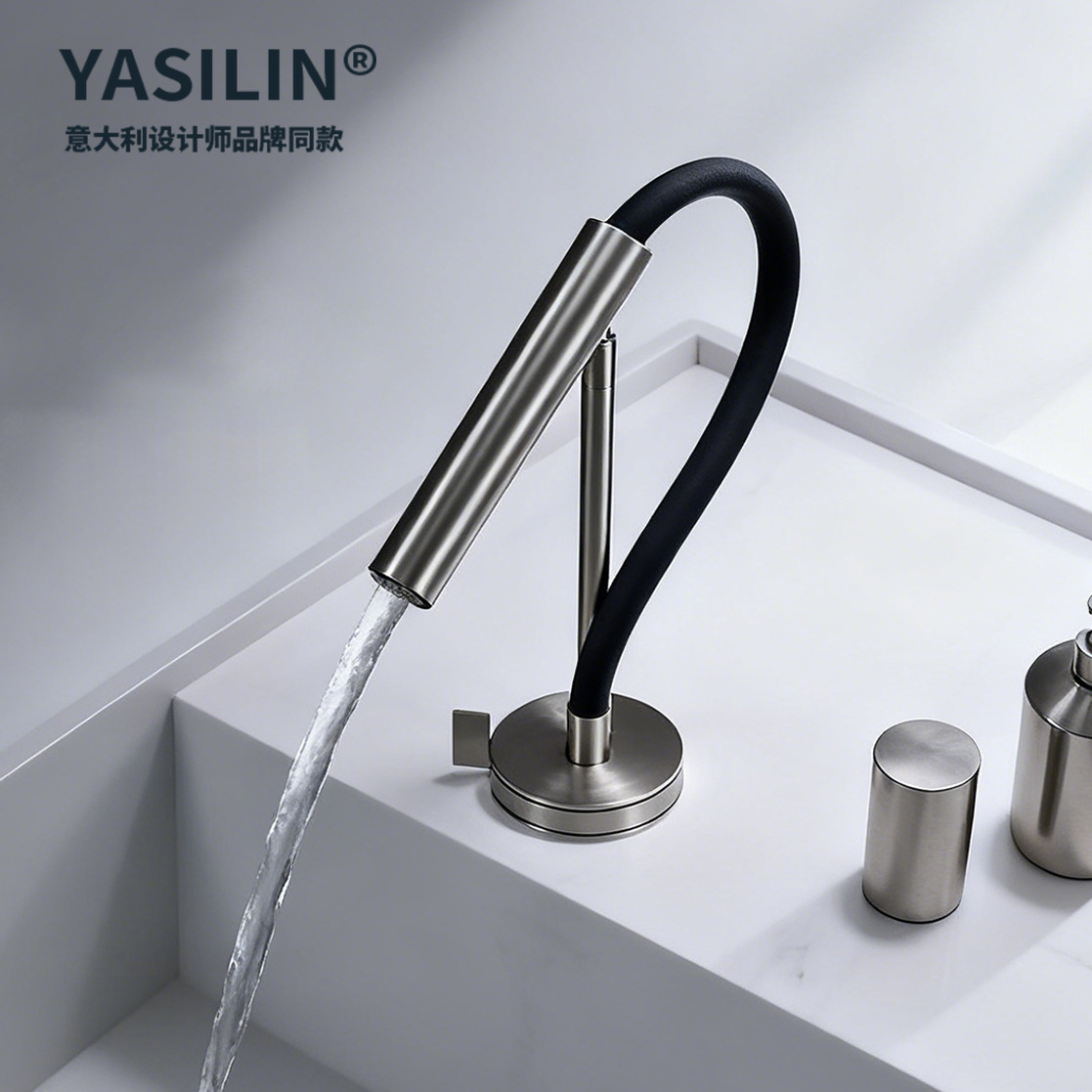 Yina Bathroom Minimalist High-End Hot and Cold Water Island Countertop Basin Faucet Bathroom Kitchen Dual-Mode Home Design Model