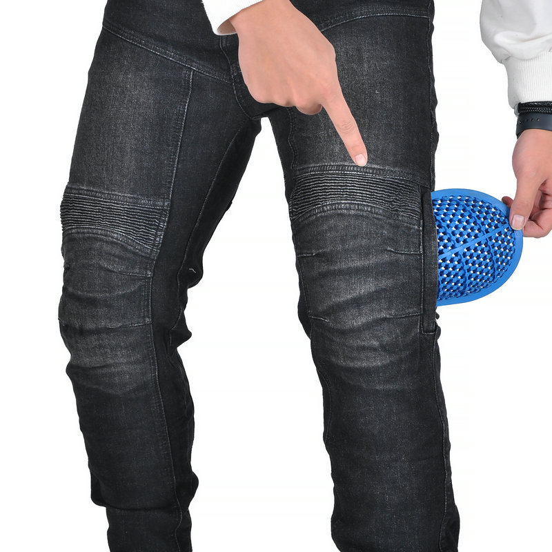 VOLERO Volum Gong motocicleta jeans hombres y mujeres de la motocicleta Racing casual straight cintura alta estiramiento ciclismo Pantalones