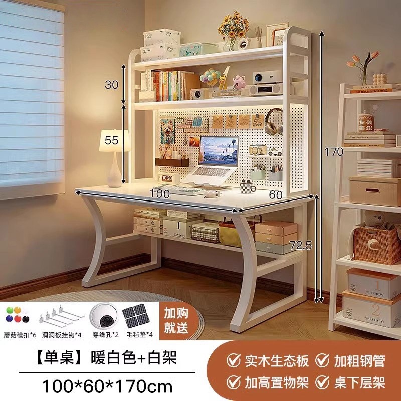 Mesa de computadora de madera maciza escritorio agujero tablero de escritorio estante de escritorio en una mesa de dormitorio mesa de estudio de estudiantes en casa