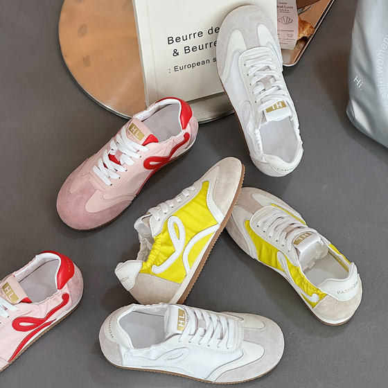 Genuine Leather Forrest Gump Shoes Women's Spring and Summer 2025 New Flat Ballet Shoes Casual All-match German Training Shoes Color Matching Women's Shoes Trendy