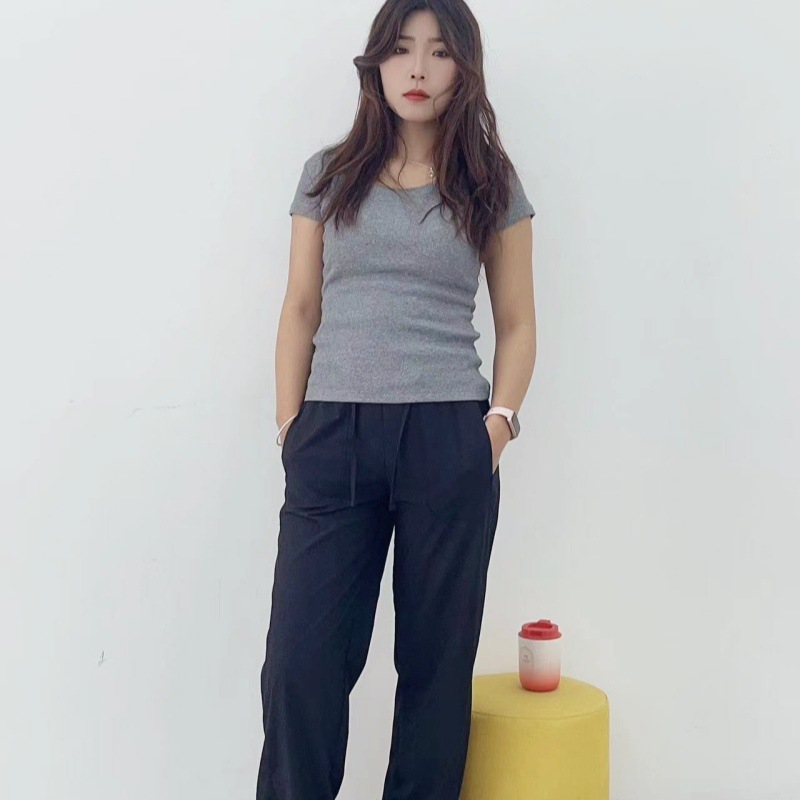 LU家同款平替女式阔腿裤2024春季新款收腰显瘦透气宽松舒适直筒裤