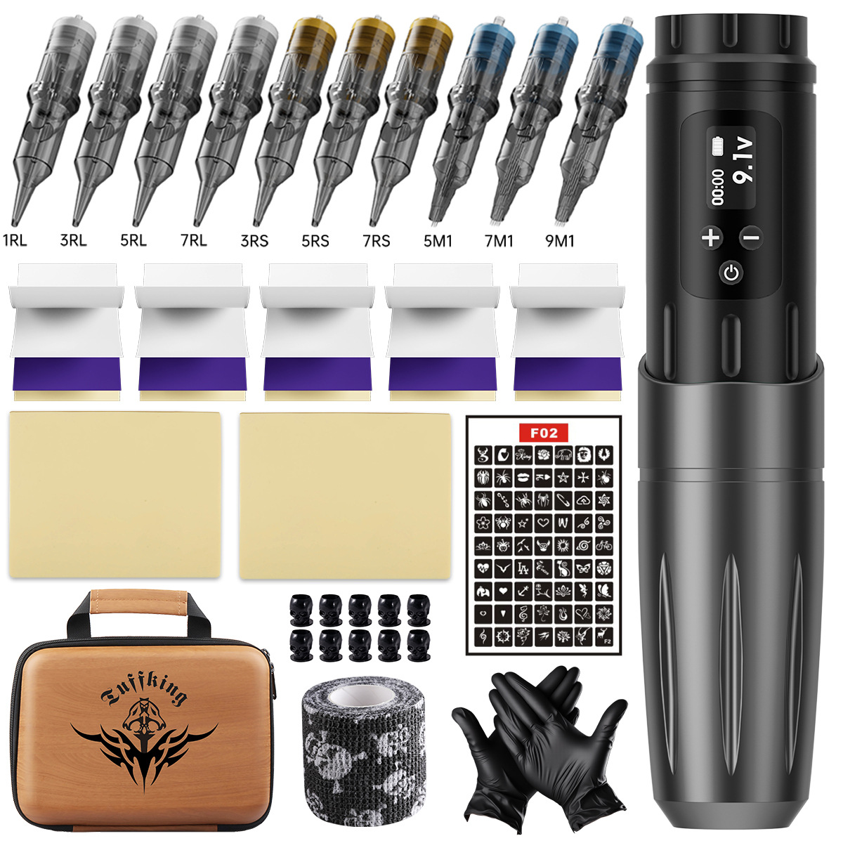 Tuffking Wireless tattoo PEN HD Display 1600 ma tattoo embroidery multifuncional tattoo Machine set