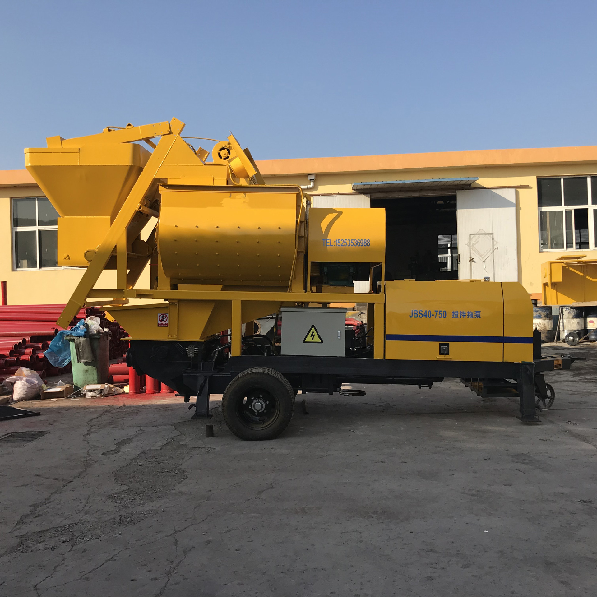 烟台新赛电话15253536988 强制搅拌拖泵 搅拌输送一体机 搅拌地泵