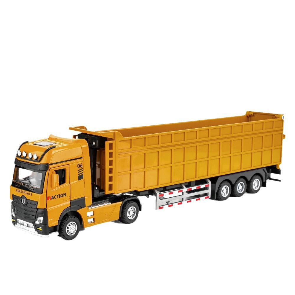 Modelo de coche de aleación Tianiing 1:50 autodescarga vehículo de ingeniería alargado con sonido y luz Tire hacia atrás colección de decoración de modelo de coche de juguete