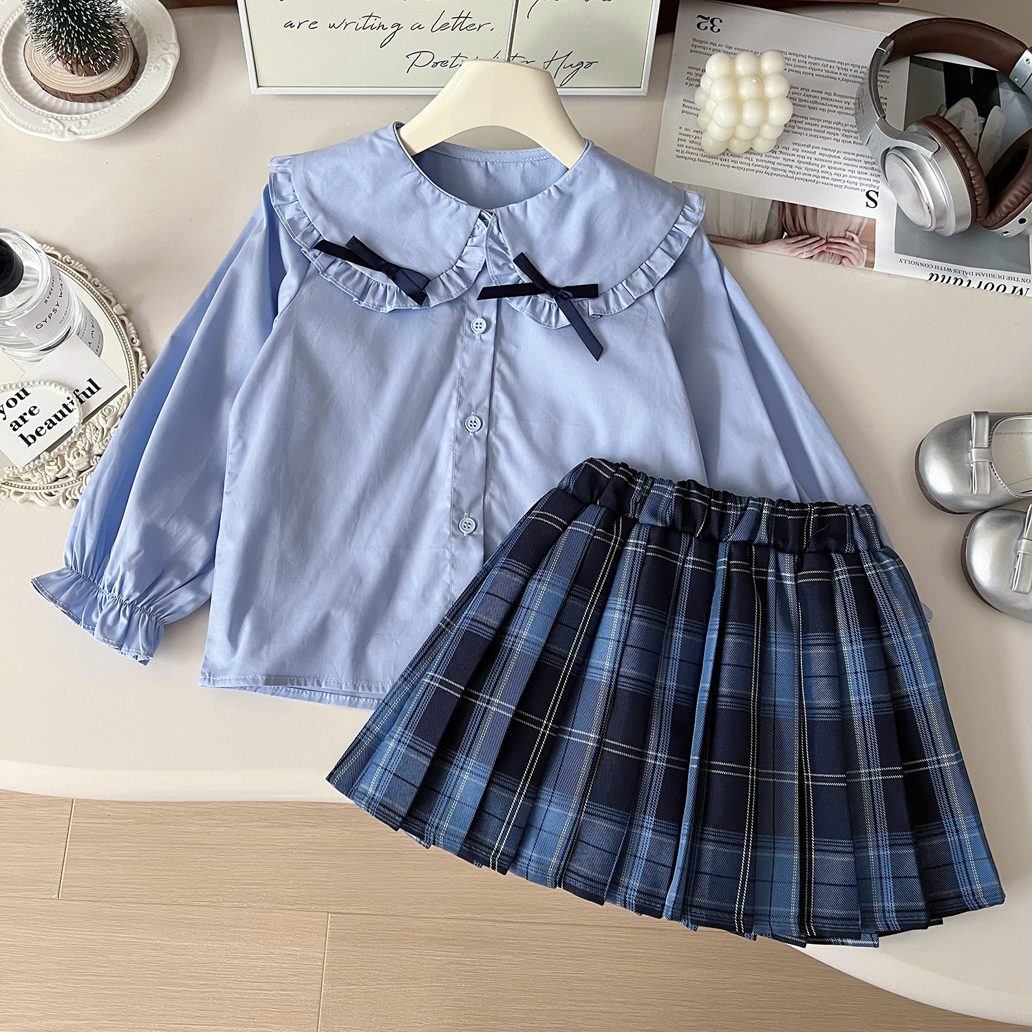 Girl 2024 New College Style Rabbit Police Officer Clothes JK Children's Skirt Stylish 3-Piece Set 67597_voghion.com