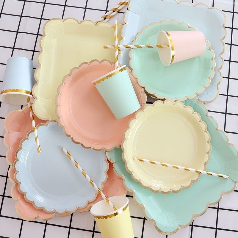Disposable plates, picnic plates, cake plates, outdoor birthday party supplies, paper plates, thickened plates for kindergarten, tableware for decorations
