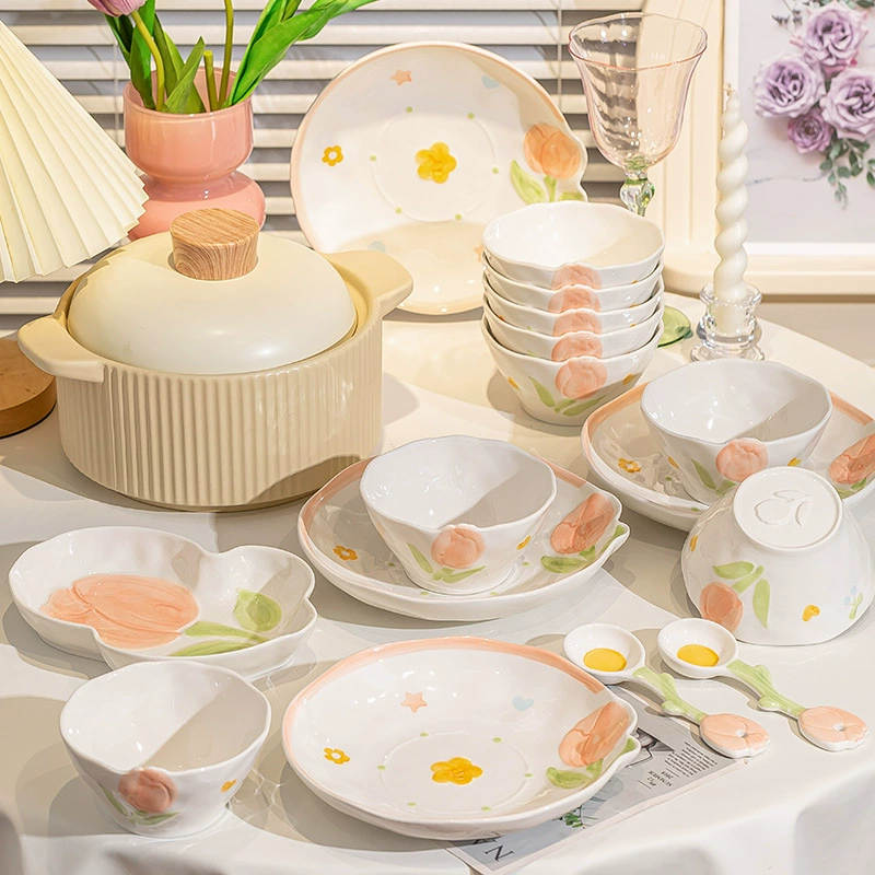 Fresh ceramic tableware, cute three dimensional high quality set, full set, Birthday gift