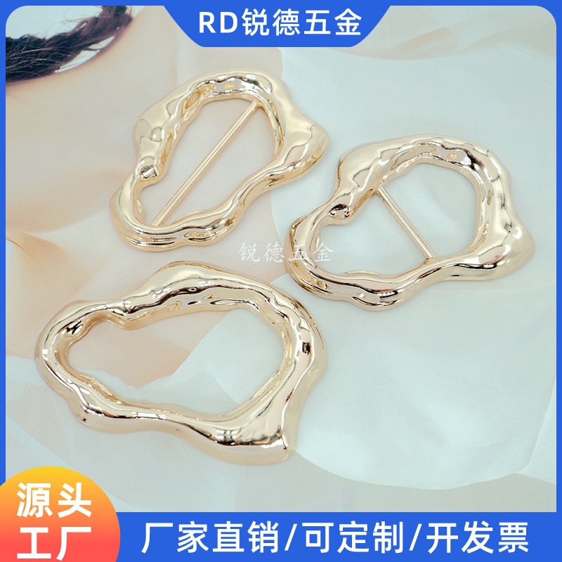 小号合金异形腰带针扣不规则日字扣凹凸面装饰丝巾卡扣泳装连接扣