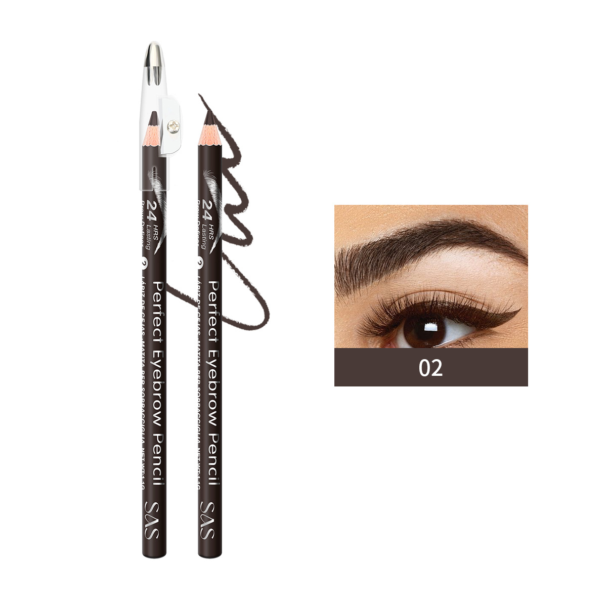 El lápiz de cejas de punto transfronterizo europeo y americano SAS es resistente al agua y no es fácil de desvanecer. Las cejas se tiñen de forma natural y duradera SAP007