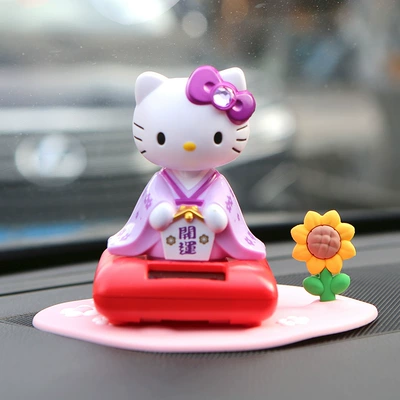 Shaking Head Solar Car, Car ornaments - purple-kimono-kitty-solar-style-anti-slip-mat