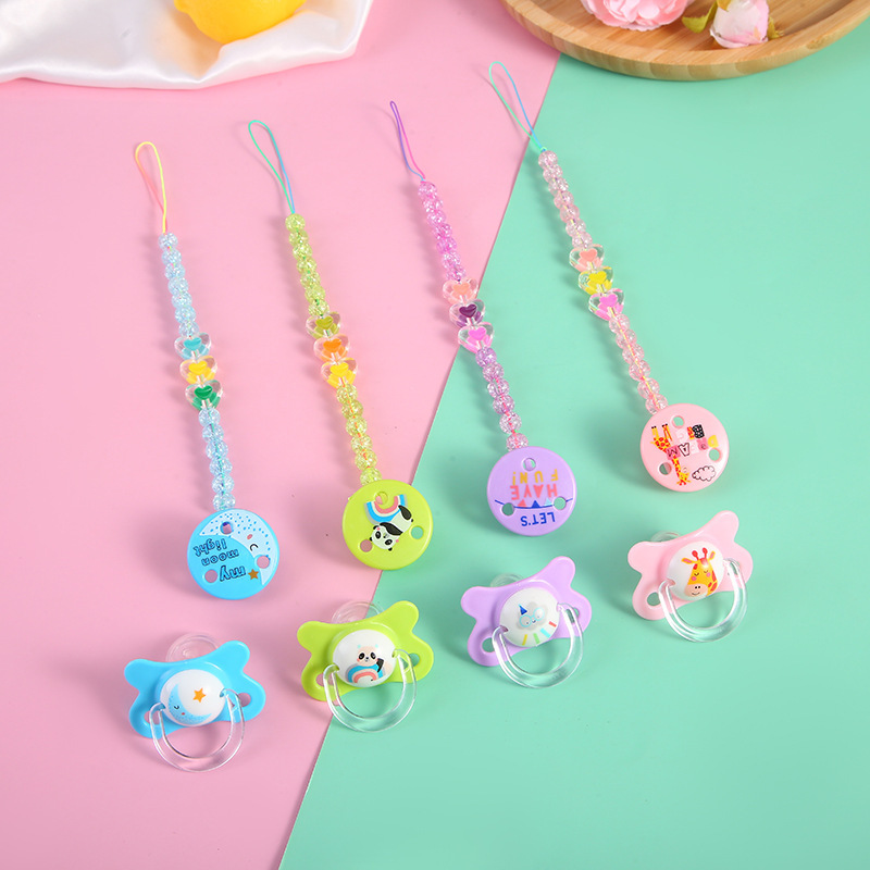 New Baby Pacifier with Portable Hanging Chain, Ultra-Soft Plastic Silicone Nipple, Anti-Drop and Bite-Resistant, Baby and Infant Products
