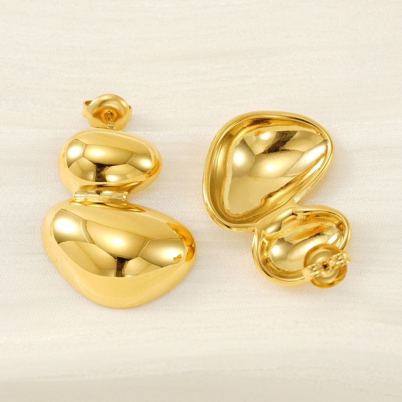 2024 nueva moda diseño irregular sentido simple ovalado aretes geométricos pendientes de acero inoxidable para mujer spot al por mayor