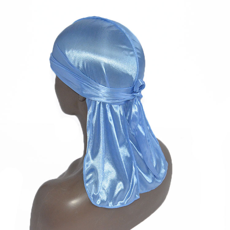 Amazon vende pañuelos elásticos en caliente, sombreros de baotou, sombreros piratas de seda, sombreros de cola larga hip hop silky durag