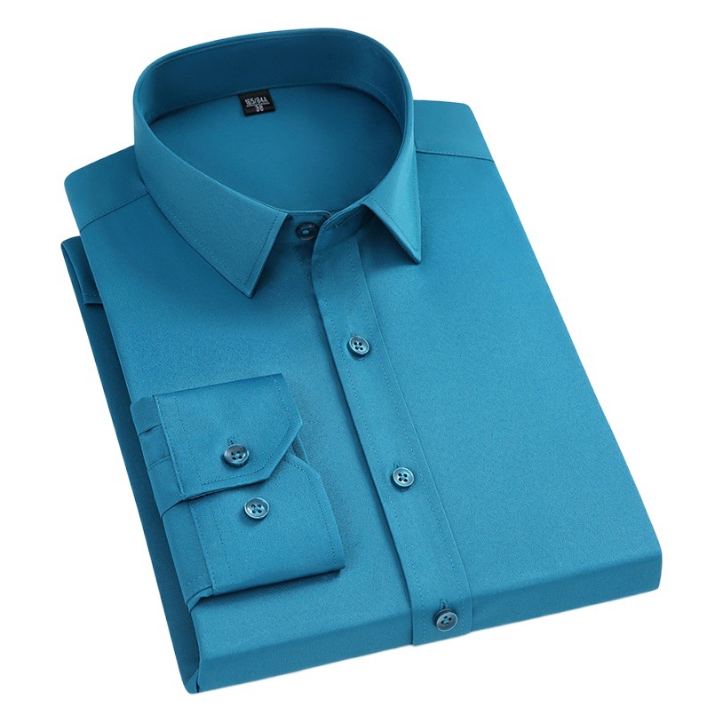 Nueva camisa de manga larga de algodón elástico antiarrugas sin planchar para hombres camisa de negocios de fácil cuidado para hombres en stock al por mayor