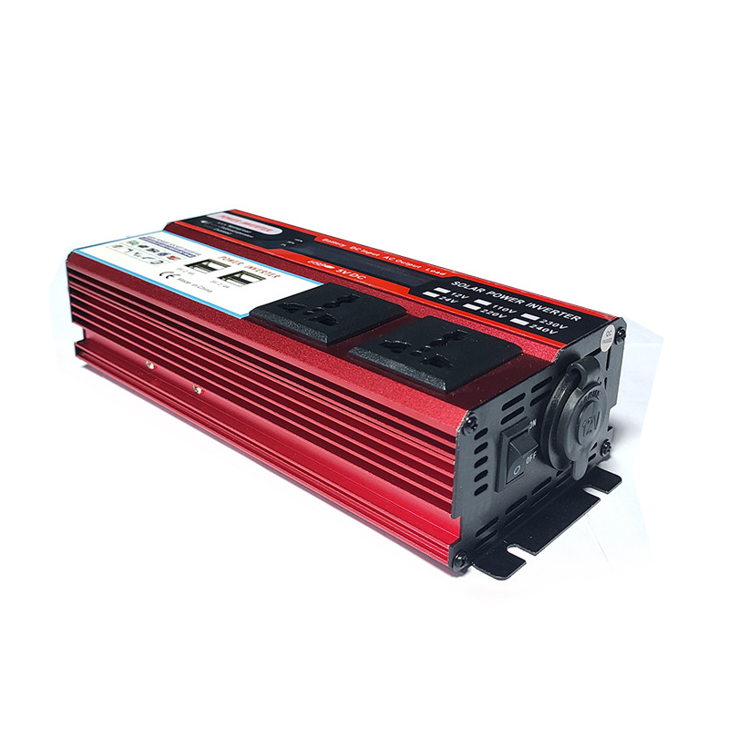 Inversor de 500w, inversor de coche de suministro directo transfronterizo, con 4 puertos USB de carga rápida para teléfonos móviles, pantalla LCD, enchufes dobles