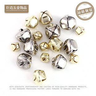 Bright yellow water plated cross opening small Bell iron metal bell Christmas pet crafts diy ornaments