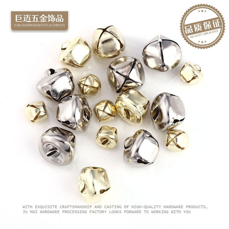 Bright yellow water plated cross opening small Bell iron metal bell Christmas pet crafts diy ornaments
