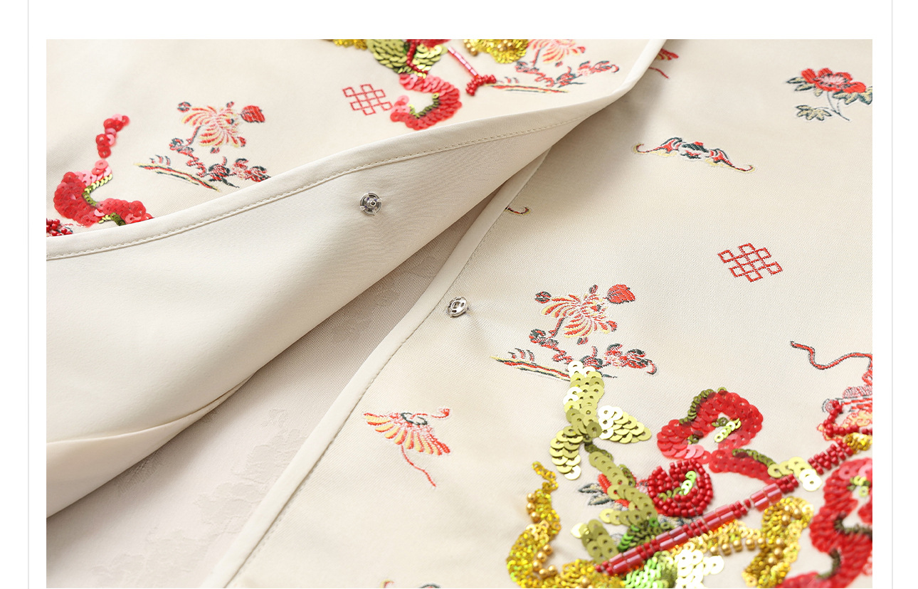 Bộ áo gilê không tay cổ đứng thêu sequin phong cách Trung Hoa mới kèm sơ mi trắng và chân váy nửa MZ055 — Áo sơ mi trắng, Váy nửa, Áo gilê chi tiết 23