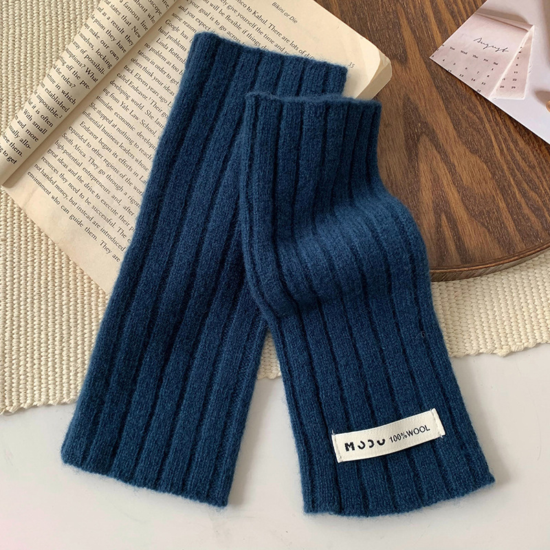 Guantes de lana de punto de invierno nuevo estilo coreano grueso caliente anticongelante manguera de color sólido guantes de medio dedo de moda universal