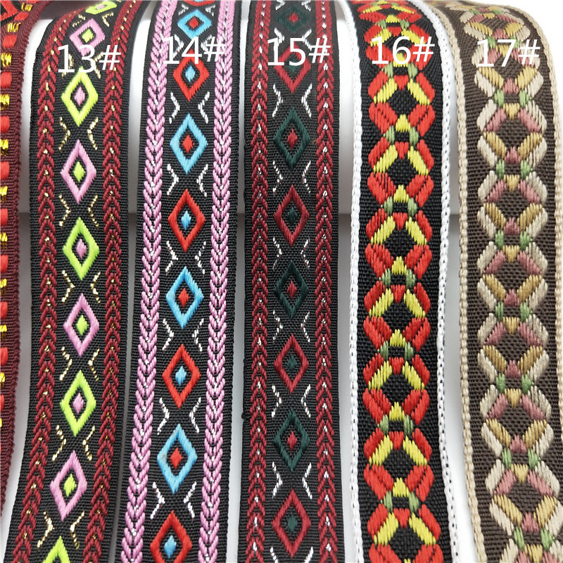 Nuevo 2cm oro de seda en forma de diamante cinta jacquard colorido cuadrado hecho a mano accesorios decorativos bordado ropa cinturón decorativo