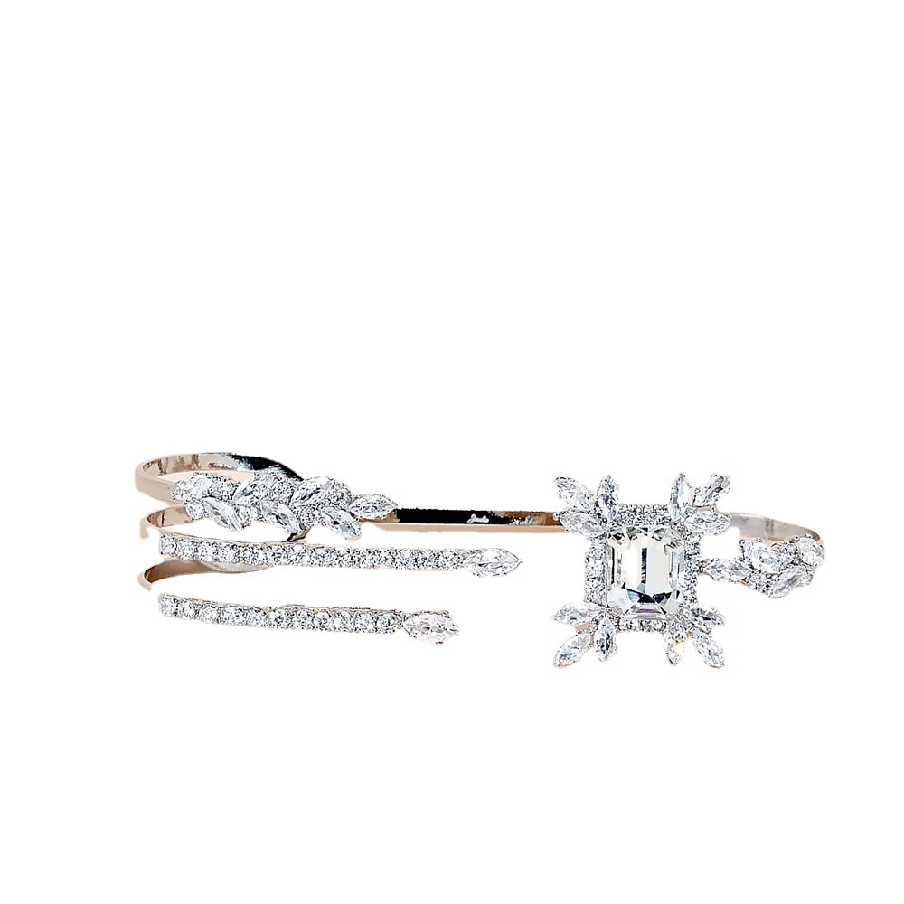 2023 nueva pulsera de circón moda europea y americana nupcial boda luz de lujo pulsera abierta pulsera