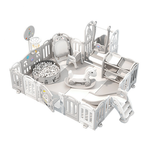 Penguin Combo Park Children's Game Fence Baby Indoor Climbing Mat Anti-Fall Infant Ground Walking Fence Grey